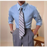 Round Collar Long Sleeve Shirt Men's Casual Business